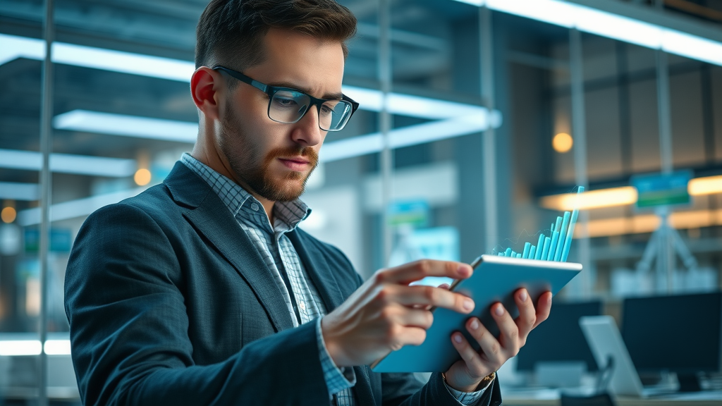innovative franchise uses digital tools, franchise owner checks tablet, technology and franchise business model evolution